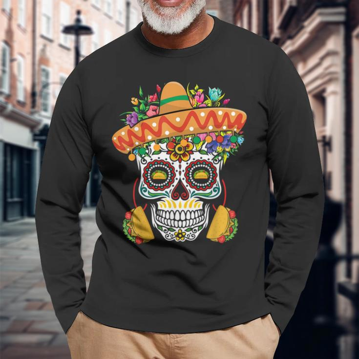 Dia De Los Muertos Mexico Taco Mexico Happy Cinco De Mayo Long Sleeve T-Shirt T-Shirt Gifts for Old Men