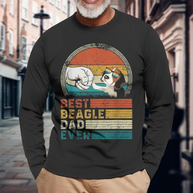 Distressed Best Beagle Dad Ever Fathers Day Long Sleeve T-Shirt Gifts for Old Men