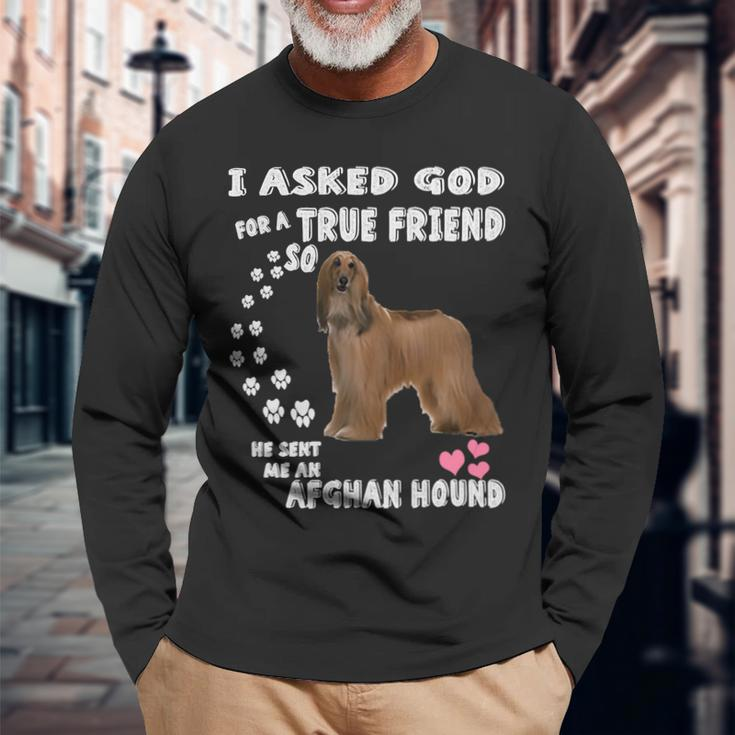 Dog Afghan Hound Afghan Hound Lovers Cute Afghan Hound Puppy Pet Long Sleeve T-Shirt Gifts for Old Men