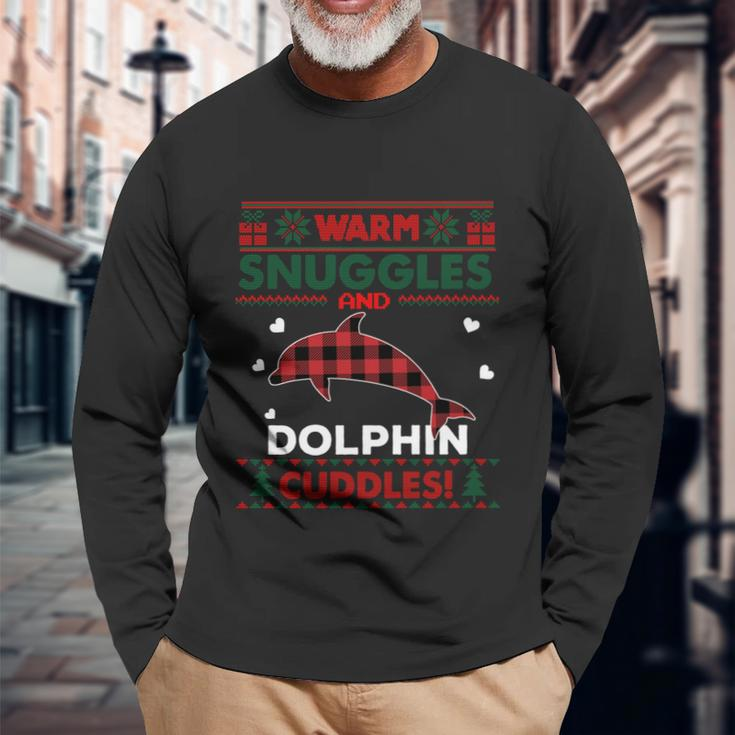 Dolphin Lover Xmas Cute Ugly Dolphin Christmas Sweater Long Sleeve T-Shirt Gifts for Old Men