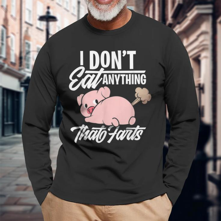 I Dont Eat Anything That Farts Vegan Animal Lover Long Sleeve T-Shirt Gifts for Old Men