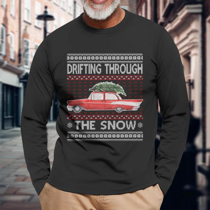 Drifting Through The Snow Ugly Christmas Sweater Long Sleeve T-Shirt Gifts for Old Men