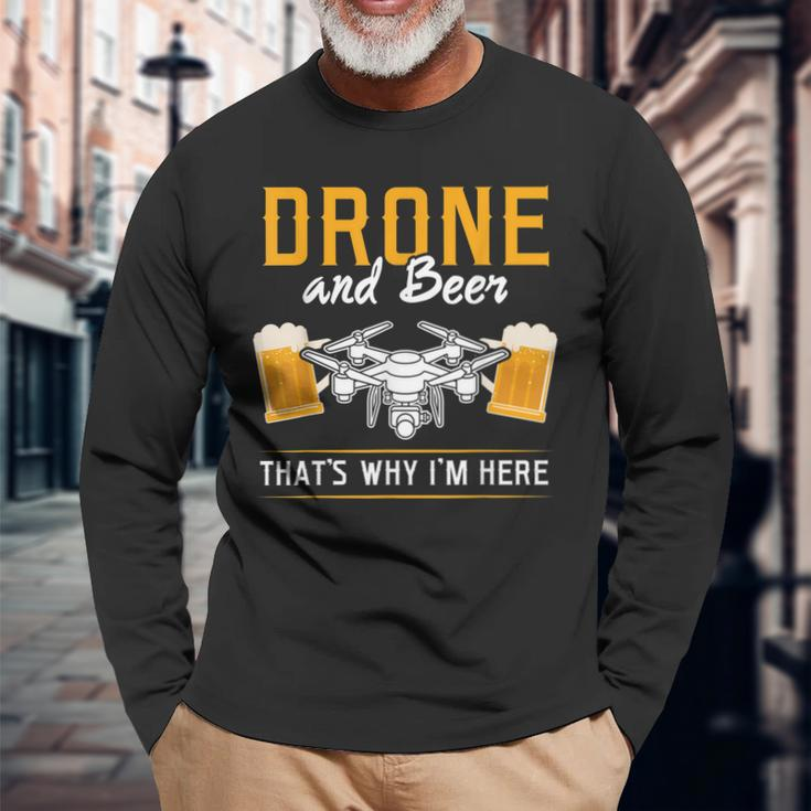 Drone Und Bier Das Ist Warum Ich Hier Bin Drone V2 Langarmshirts Geschenke für alte Männer