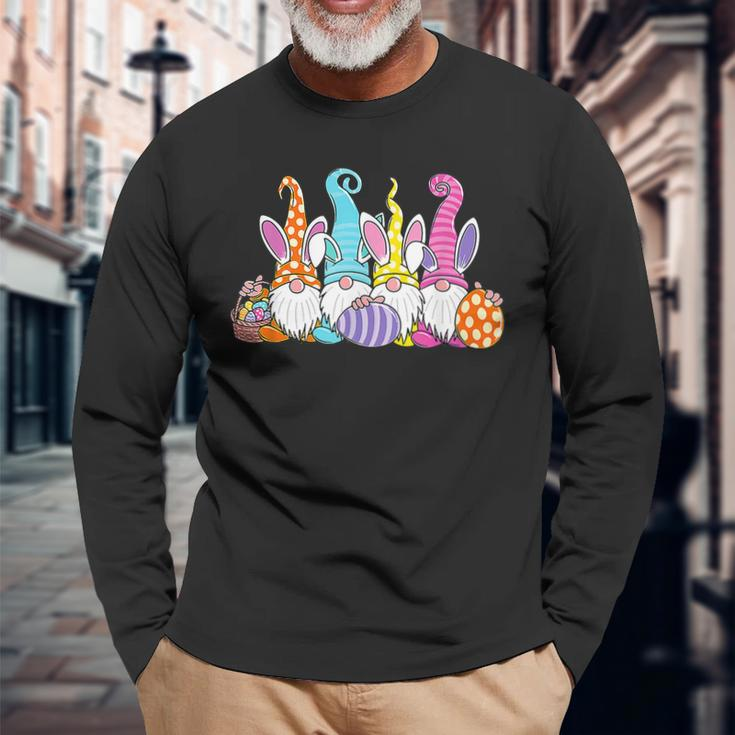 Easter Bunny Spring Gnome Easter Egg Hunting And Basket Long Sleeve T-Shirt Gifts for Old Men