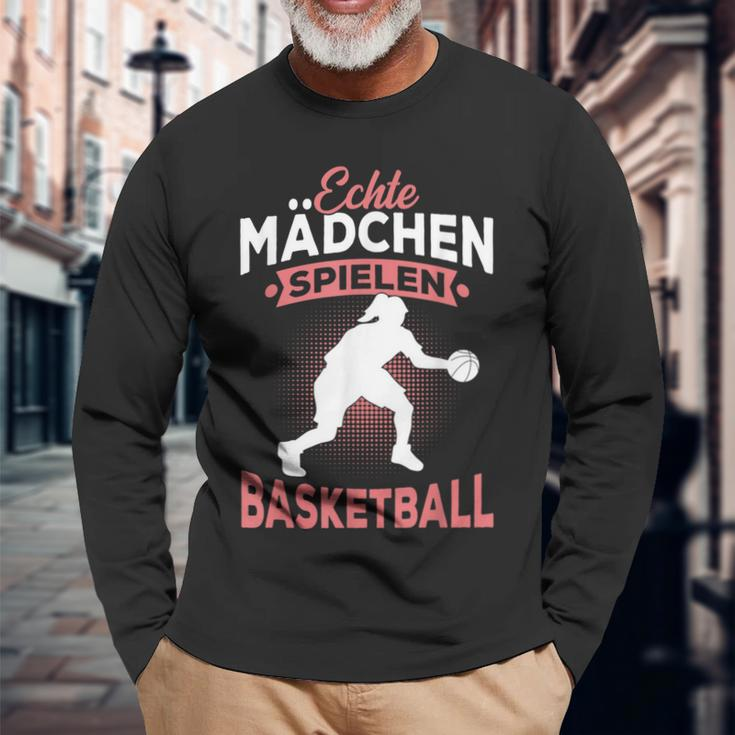 Echte Mädchen Spielen Basketball Spruch Baketballerin Langarmshirts Geschenke für alte Männer