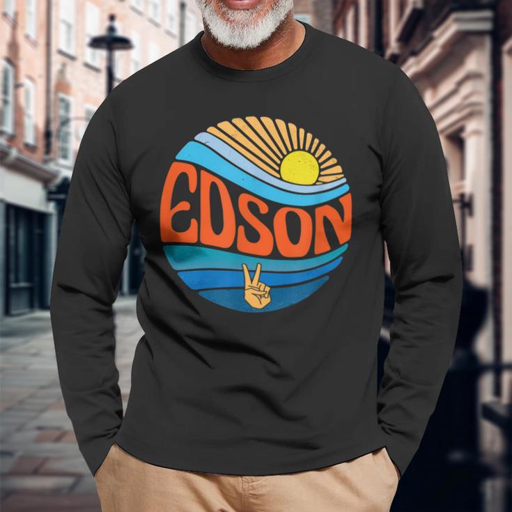 Edson Hemd Vintage Sunset Edson Groovy Tie Dye Langarmshirts Geschenke für alte Männer