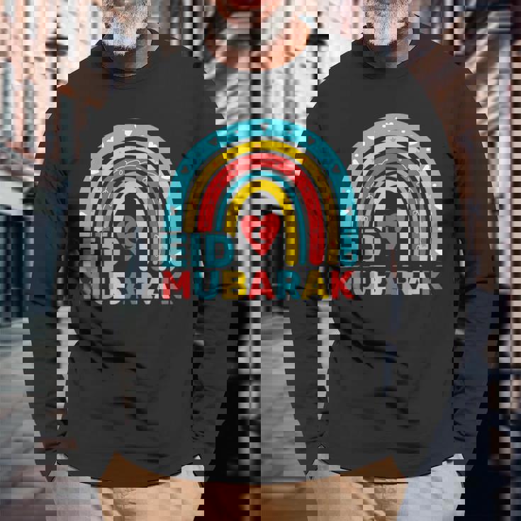 Eid Al Fitr Mubarak Kareem Happy Ramadan Karim 2023 Muslims Long Sleeve T-Shirt Gifts for Old Men