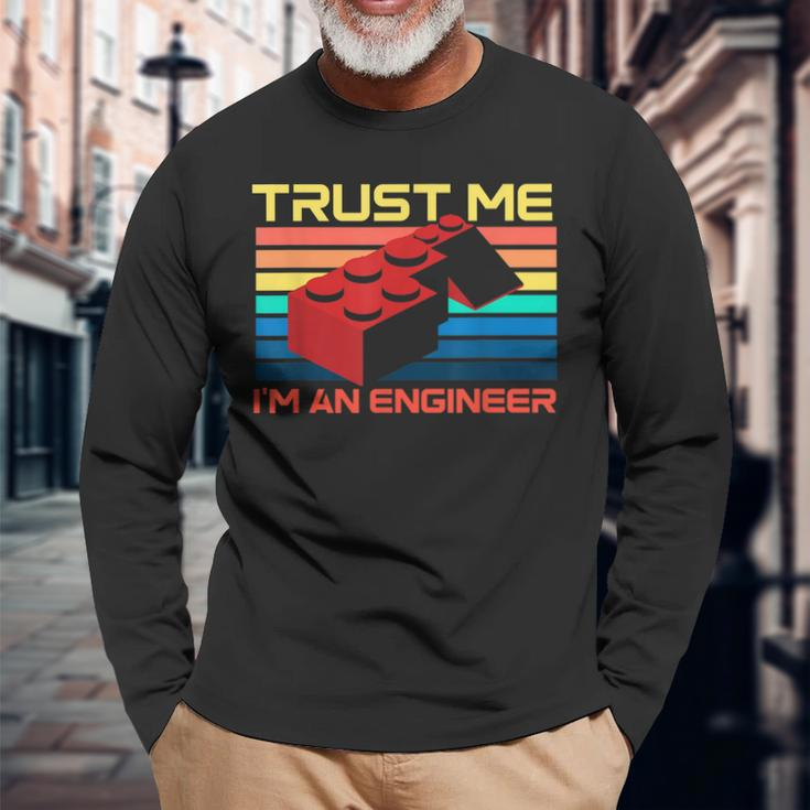 Engineer Master Builder Building Blocks Bricks Bricklayer Long Sleeve T-Shirt Gifts for Old Men