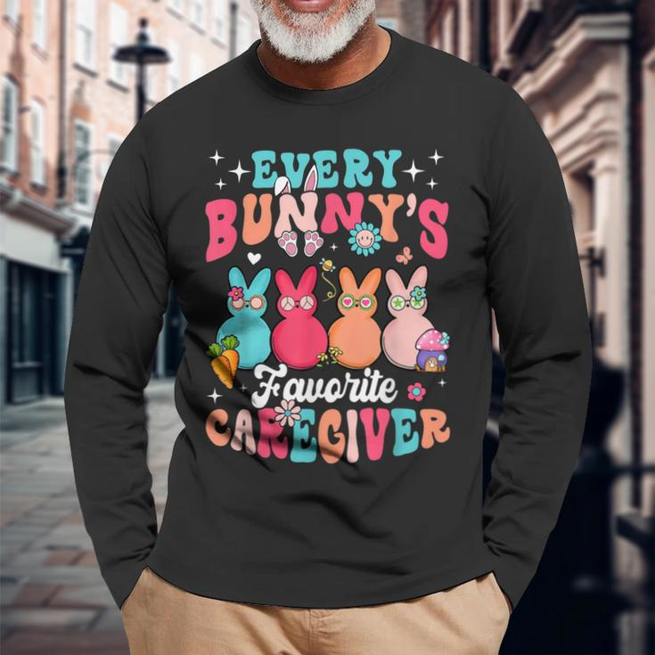 Every Bunnys Favorite Caregiver Bunny Happy Easter Day 2023 Long Sleeve T-Shirt Gifts for Old Men