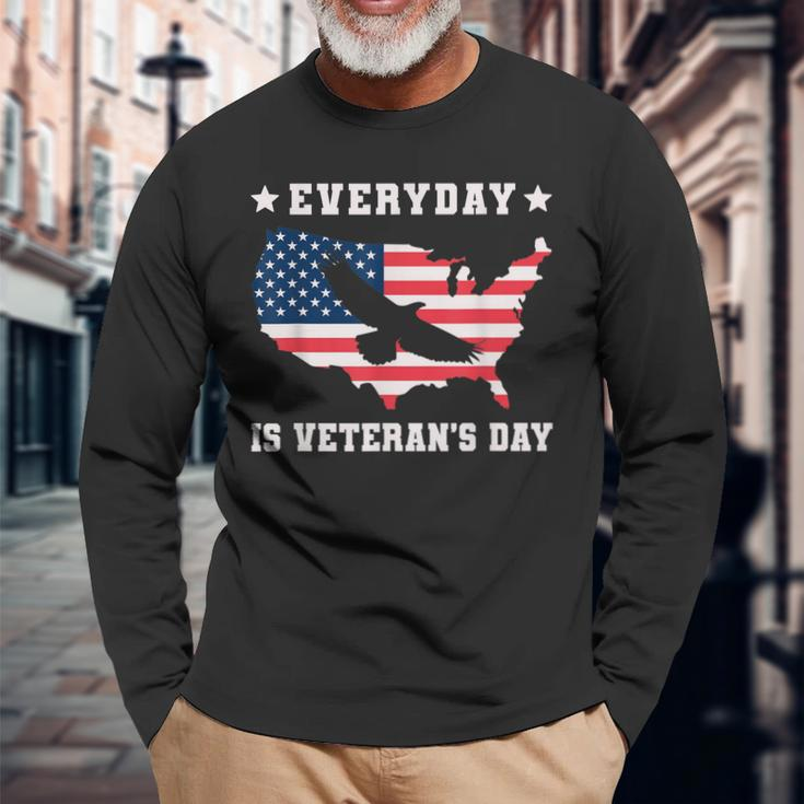 Everyday Is Veterans Day Proud American Flag Men Women Long Sleeve T-Shirt T-shirt Graphic Print Gifts for Old Men