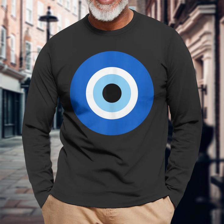 Evil Eye Hamsa Greek Good Luck Protection Long Sleeve T-Shirt Gifts for Old Men