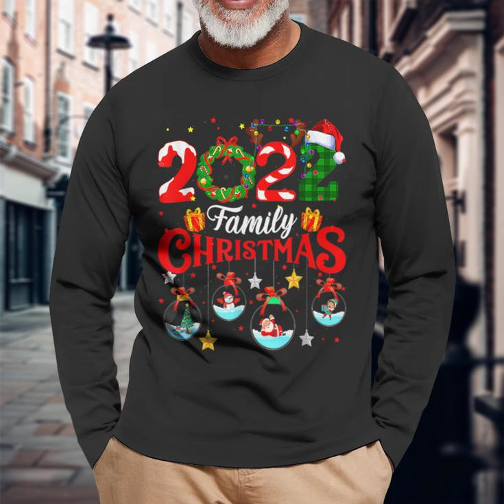 Family Christmas 2022 Merry Xmas Ball Light Garden Reindeer V3 Men Women Long Sleeve T-shirt Graphic Print Unisex Gifts for Old Men