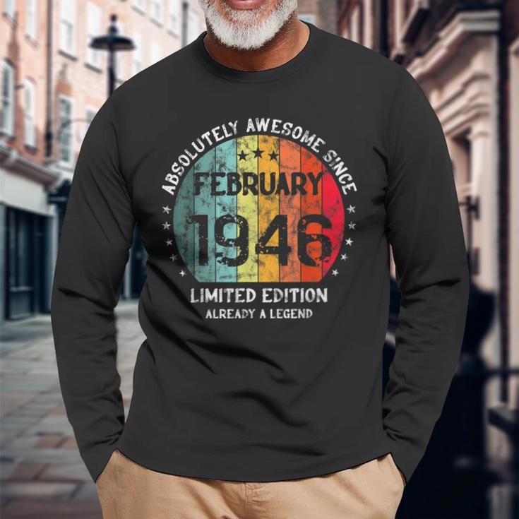 Fantastisch Seit Februar 1946 Männer Frauen Geburtstag Langarmshirts Geschenke für alte Männer