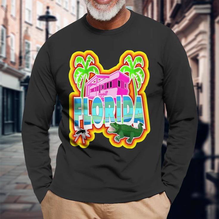 Farbenfroher Redneck Florida Alligator Langarmshirts, Lustiges Käfer-Design Geschenke für alte Männer