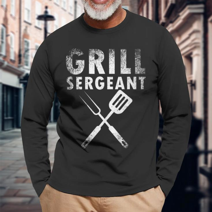 Fathers Day Grill Sergeant Grilling Dad Vintage V2 Long Sleeve T-Shirt Gifts for Old Men