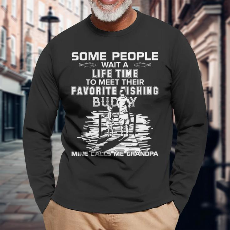 My Favorite Fishing Buddy Calls Me Grandpa Fish Long Sleeve T-Shirt Gifts for Old Men