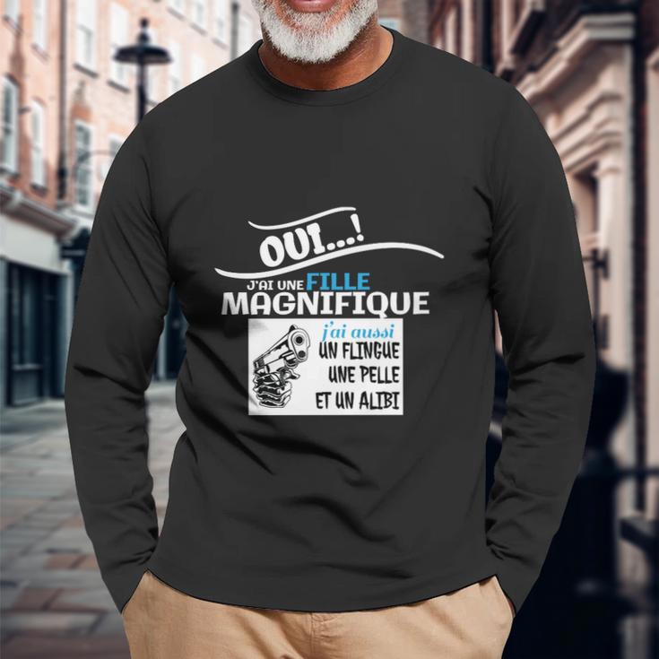 Fille Magnifique Humour Papa Long Sleeve T-Shirt Geschenke für alte Männer