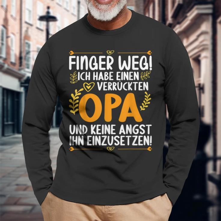 Finger Weg Ich Habe Einen Verrückten Opa Lustiges Opa Langarmshirts Geschenke für alte Männer
