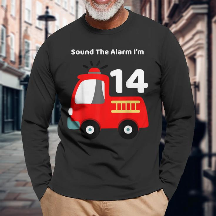 Fire Fighter Truck 14 Year Old Birthday 14Th Bday Long Sleeve T-Shirt Gifts for Old Men