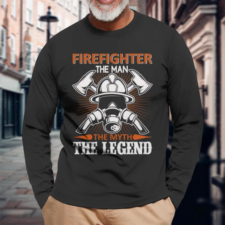 Firefighter The Man The Myth The Legend Long Sleeve T-Shirt Gifts for Old Men
