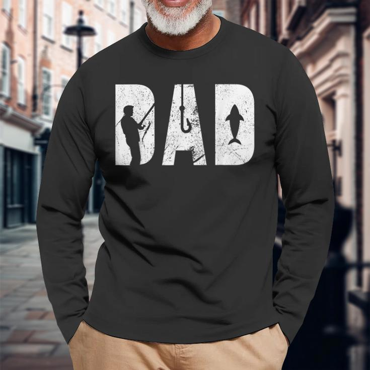 Fishing Dad Fathers Day With Fish And Fishing Hook Crunch Long Sleeve T-Shirt Gifts for Old Men