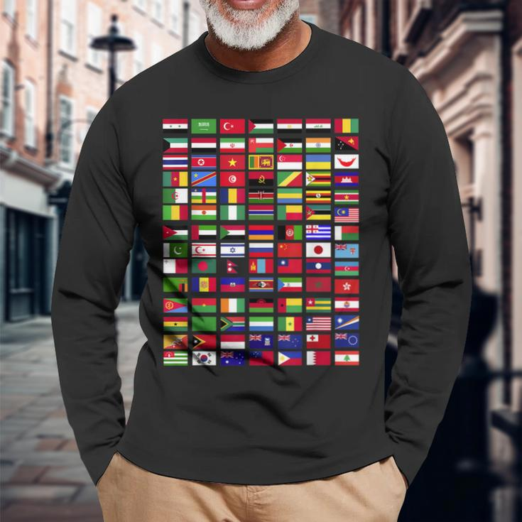 Flaggen Der Welt Spruch Geschenk Reisen Weltreise Geschenkid Langarmshirts Geschenke für alte Männer