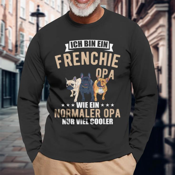 Französische Bulldogge Opa Langarmshirts für Herren, Hundebesitzer Tee Geschenke für alte Männer