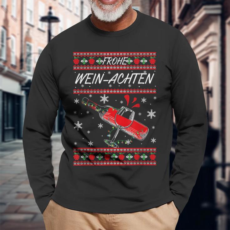 Frohe Wein-Achten Rotwein Liebhaber Weihnachts Glühwein Wein Langarmshirts Geschenke für alte Männer