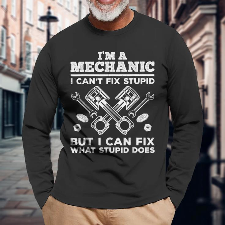 Funny Mechanic For Men Dad Car Auto Diesel Automobile Garage Men Women Long Sleeve T-shirt Graphic Print Unisex Gifts for Old Men