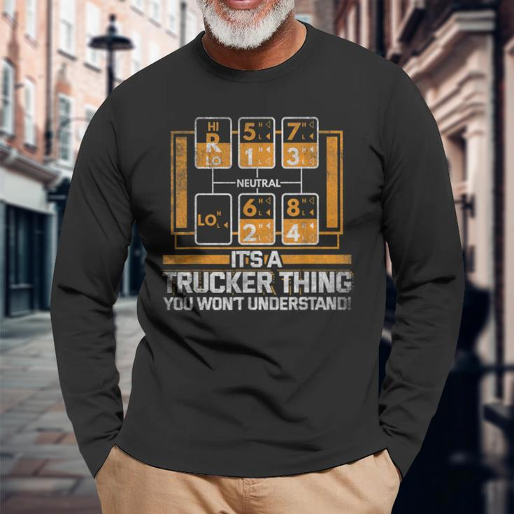 Gear Shift Truck Driver Trucker Long Sleeve T-Shirt Gifts for Old Men