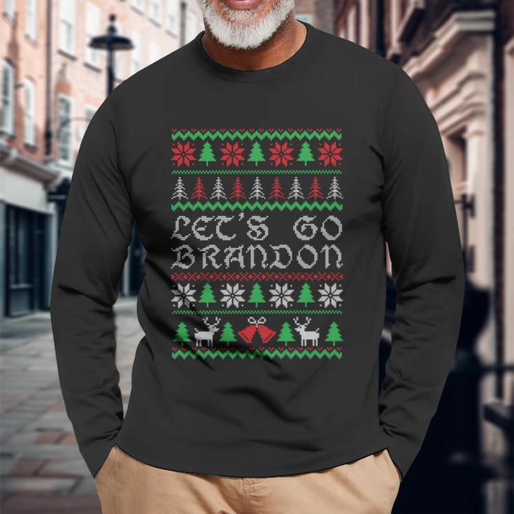 Lets Go Brandon Ugly Christmas Cool Long Sleeve T-Shirt Gifts for Old Men