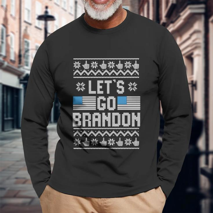 Lets Go Brandon Ugly Christmas Sweater Essential 17 Long Sleeve T-Shirt Gifts for Old Men