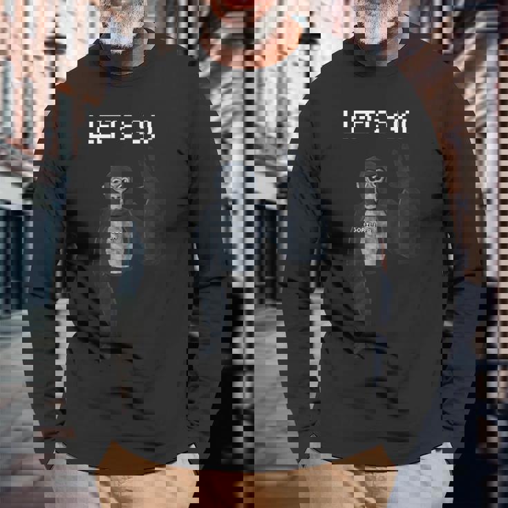 Gorilla Tag Monke Meme Vr Gamer For Adults N Long Sleeve T-Shirt Gifts for Old Men