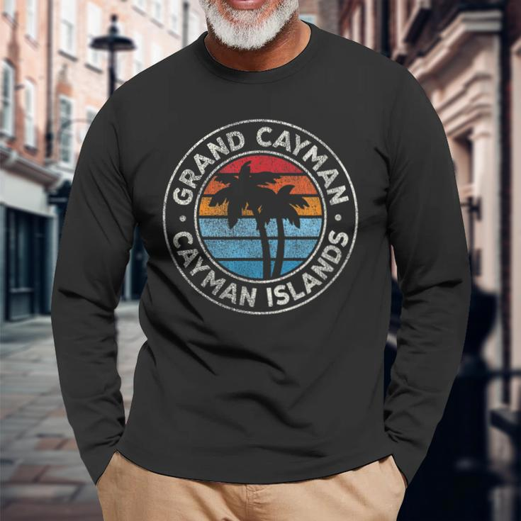 Grand Cayman Cayman Islands Vintage Graphic Retro 70S Long Sleeve T-Shirt Gifts for Old Men