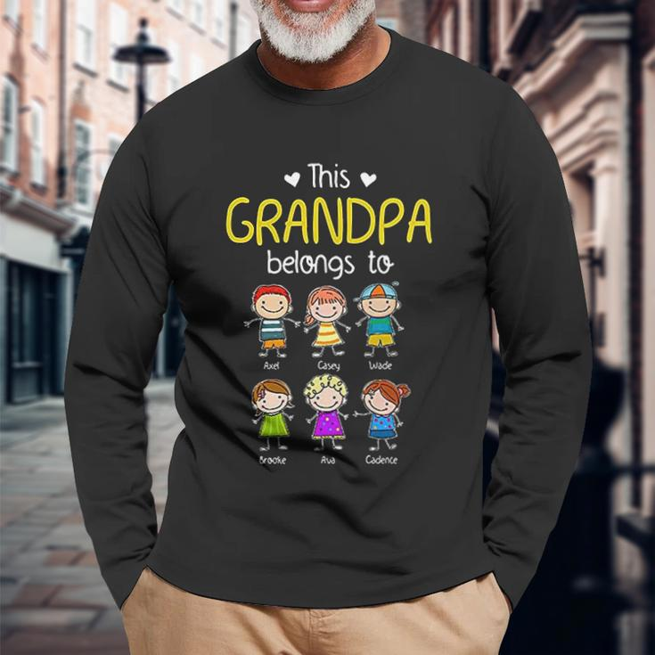 This Grandpa Belongs To Personalized Grandpa Men Women Long Sleeve T-Shirt T-shirt Graphic Print Gifts for Old Men