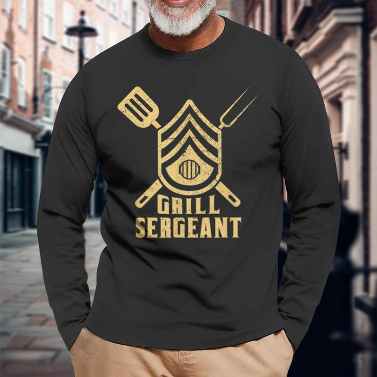 Grilling Bbq Meat Dad Grandpa Grill Sergeant Vintage Long Sleeve T-Shirt Gifts for Old Men