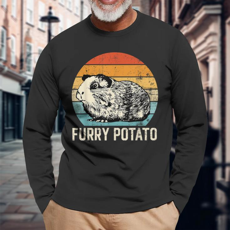 Guinea Pig Furry Potato Vintage Guinea Pig Long Sleeve T-Shirt Gifts for Old Men