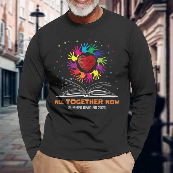 Handprints And Hearts All Together Now Summer Reading 2023 Long Sleeve T-Shirt T-Shirt Gifts for Old Men
