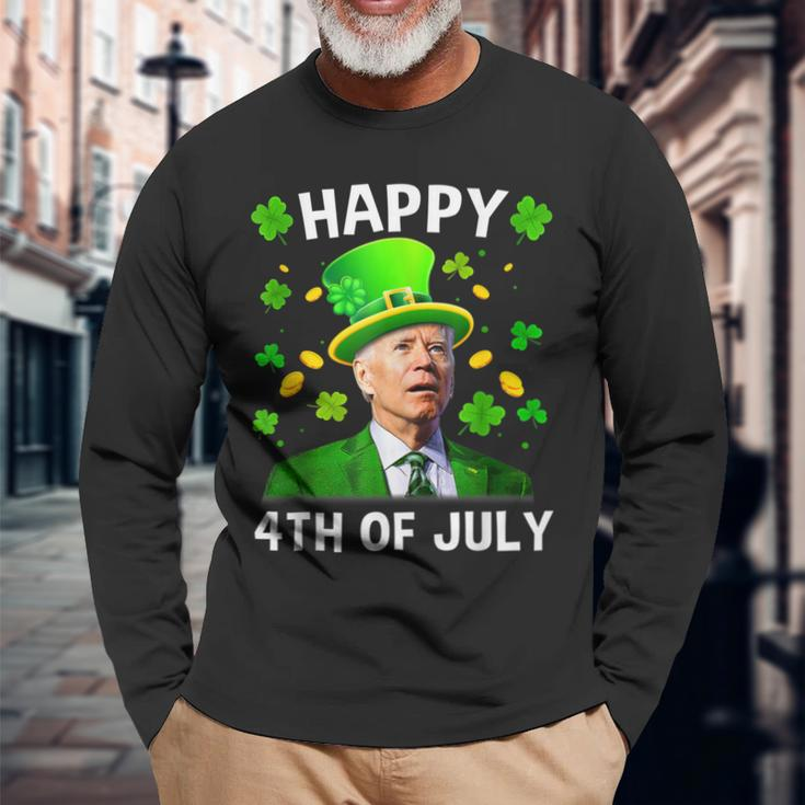 Happy 4Th Of July Confused Joe Biden St Patricks Day Long Sleeve T-Shirt T-Shirt Gifts for Old Men