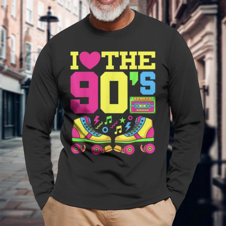 Heart 90S 1990S Fashion Theme Party Outfit Nineties Costume Long Sleeve T-Shirt Gifts for Old Men