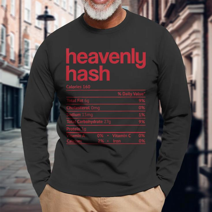 Heavenly Hash Nutrition Facts Funny Thanksgiving Christmas Men Women Long Sleeve T-shirt Graphic Print Unisex Gifts for Old Men