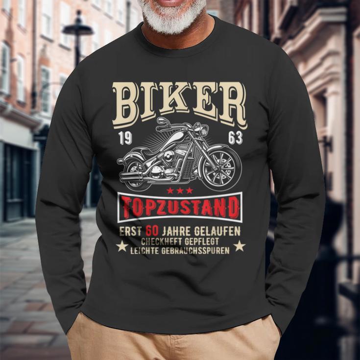 Herren 60 Geburtstag Mann Biker Geschenk Witzig Motorrad 1963 Langarmshirts Geschenke für alte Männer