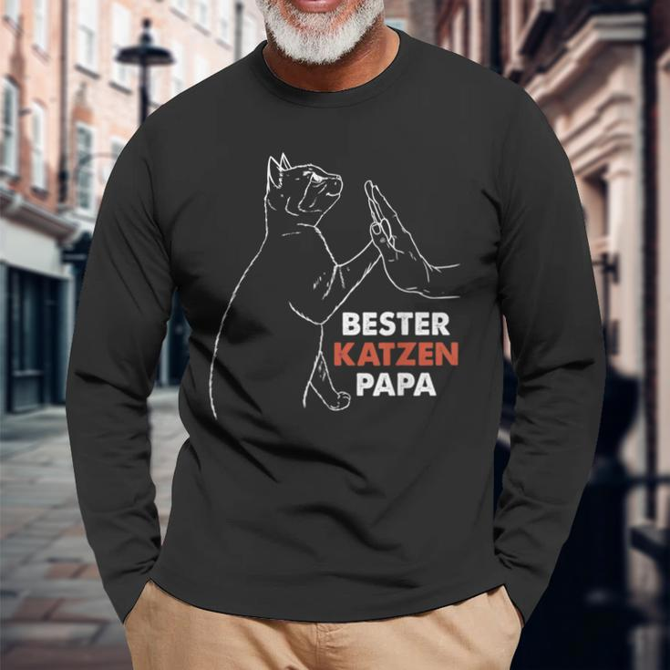 Herren Bester Katzenpapa Pulli Best Cat Dad Ever Katzenpapa Langarmshirts Geschenke für alte Männer