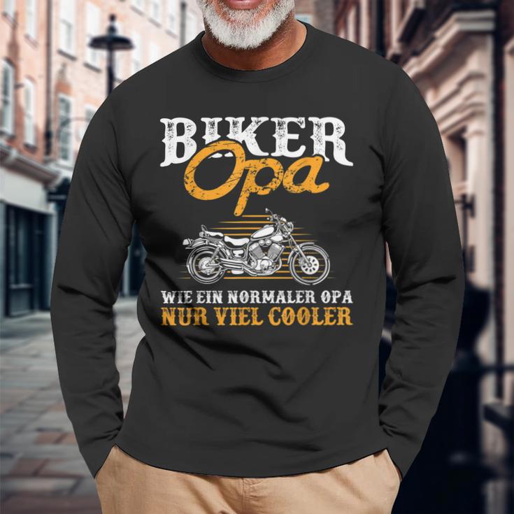 Herren Biker Opa Cooler Motorrad Fahrer Großvater Geschenk Langarmshirts Geschenke für alte Männer