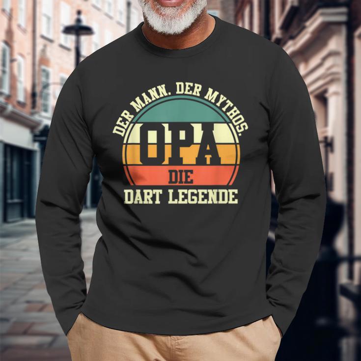 Herren Dart Opa Großvater Dartsspieler Darts Langarmshirts Geschenke für alte Männer