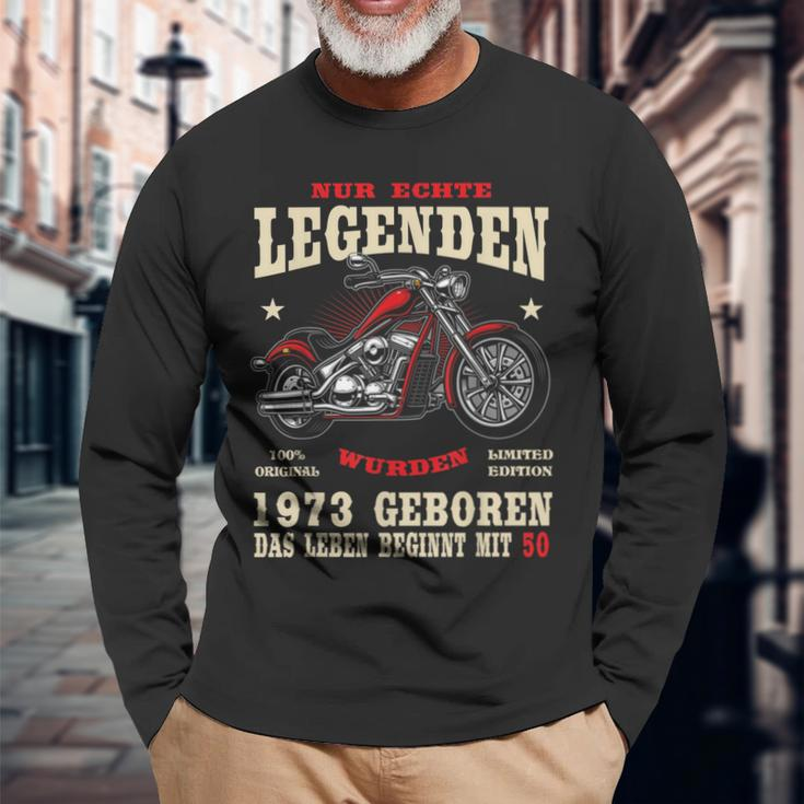 Herren Langarmshirts 50. Geburtstag Biker 1973, Motorrad Chopper Design Geschenke für alte Männer