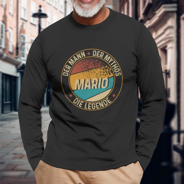 Herren Langarmshirts Schwarz Der Mann, Der Mythos, Mario, Die Legende, Lustiges Mario Langarmshirts Geschenke für alte Männer