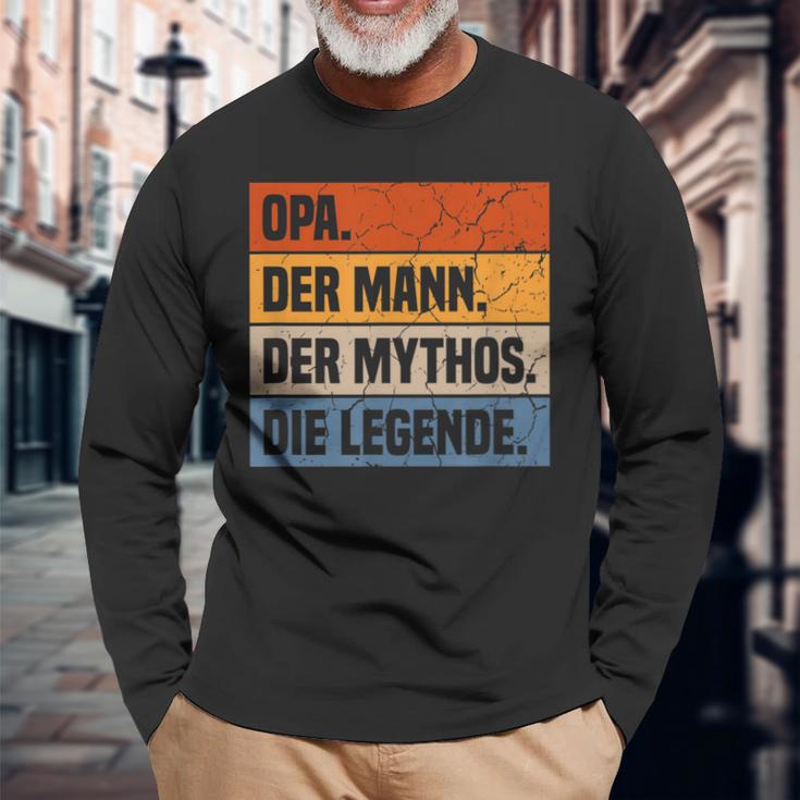 Herren Opa Der Mann Der Mythos Die Legende Großvater Geschenk Langarmshirts Geschenke für alte Männer