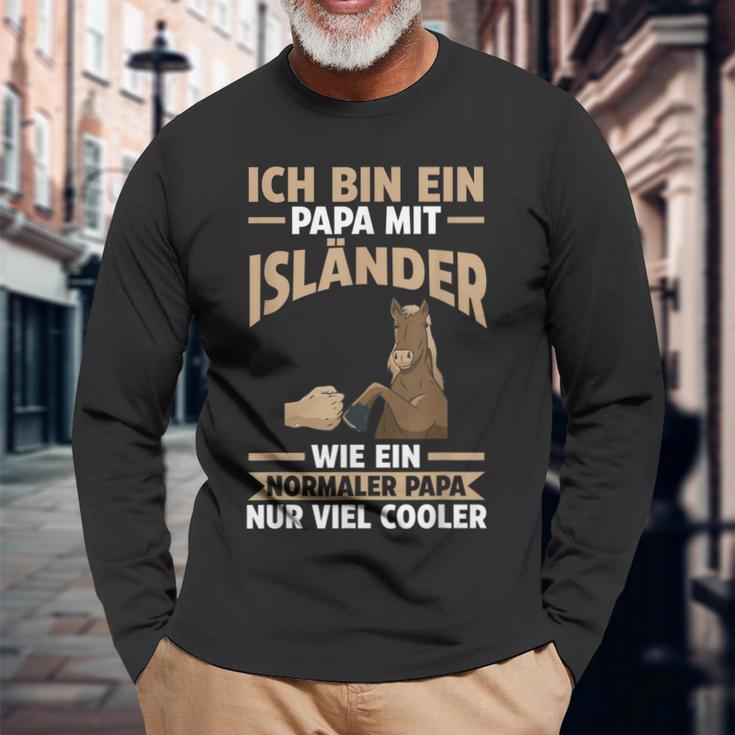 Herren Pferd Isländer Papa Vater Vatertag Reiter Langarmshirts Geschenke für alte Männer