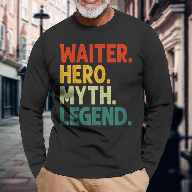 Herren Waiter Hero Myth Legend Retro Vintage Kellner Langarmshirts Geschenke für alte Männer